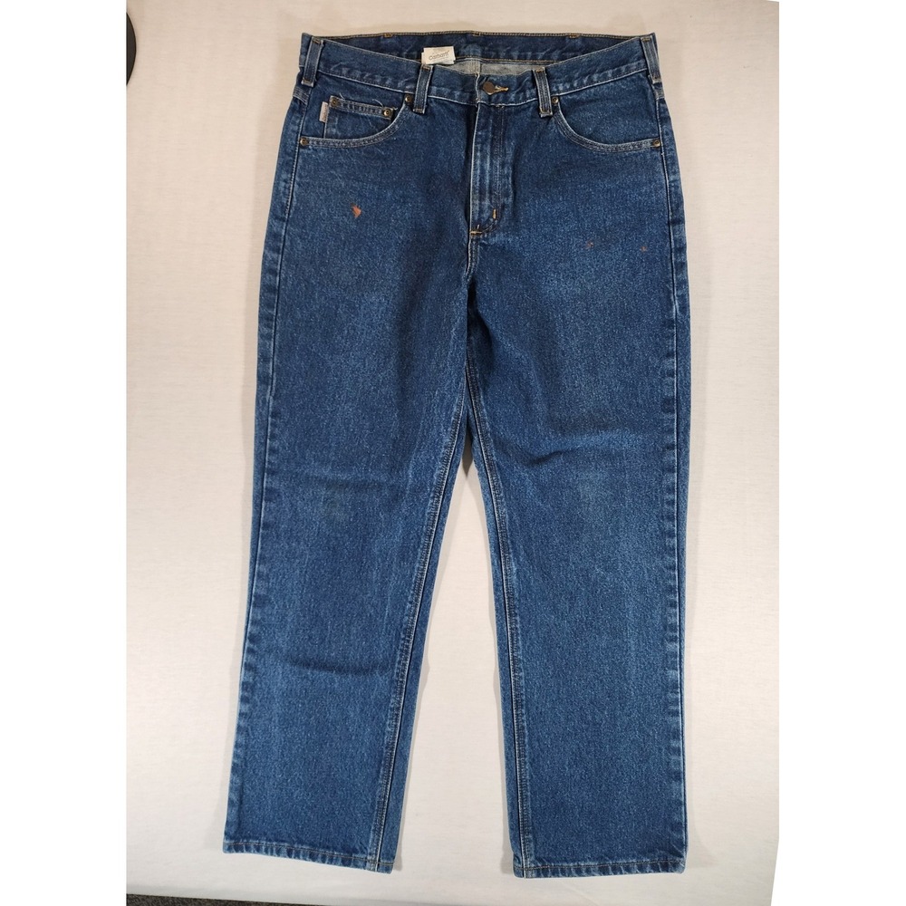 Carhartt Jeans Mens 36x30 B180‎ DST WORKWEAR Paint Splatter Traditional Fit Blue